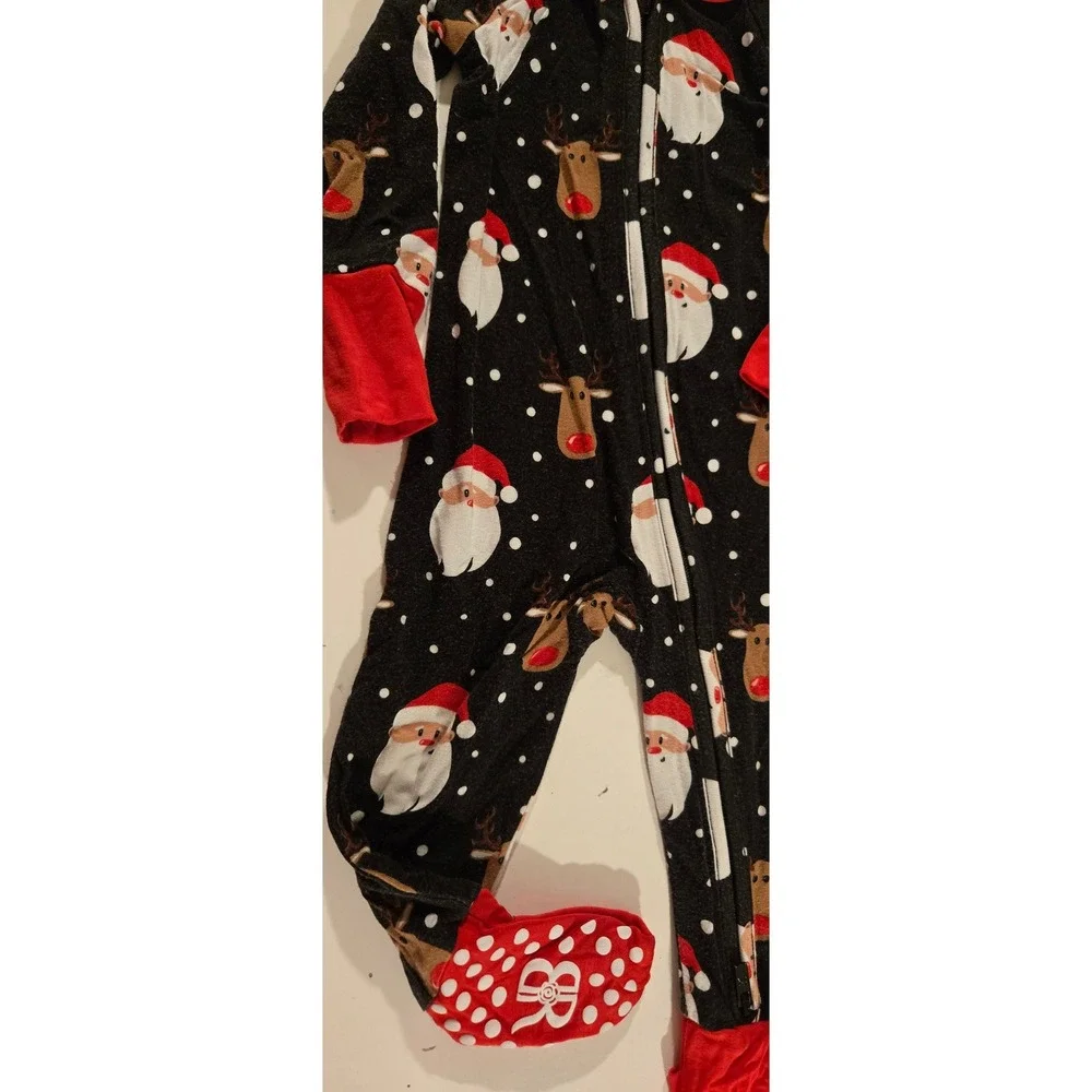 Bums & Roses Christmas Santa Reindeer Pajama Sleepsuit Baby 6 9 Months‎